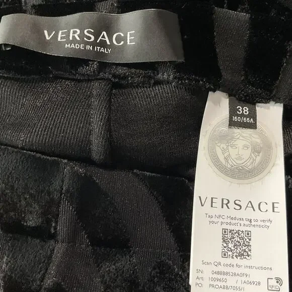 Versace Velvet Black Wide Leg Pants Size 38 IT / US 2 - Picture 4 of 6